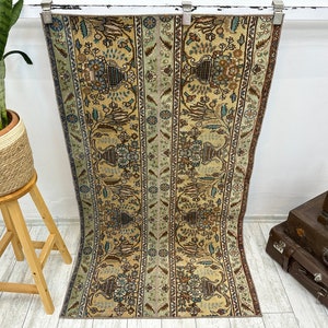 Turkish Rug, Vintage Rug, 3.1x5.3 ft, Oushak Rug, Area Rug, Faded Rug, Floral Rug, Living Room Rug, Handmade Rug, Antique Rug, Gray Area Rug