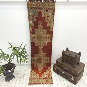 turkish runner rug, runner rug, entryway rug, vintage rug, hallway rug, corridor rug, handmade rug, boho rug, corridor rug, 2 x 7.5 ft image 1