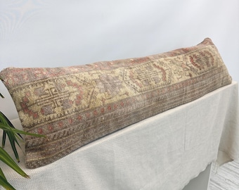 Boho Long Bed Pillow, 12x48", Ethnic Throw Pillow, Turkish Pillow, Vintage Pillow,Pillow Cover,Kilim Cushion,Wool Pillow,Kilim Pillow