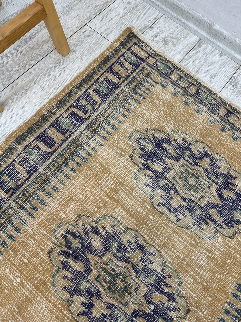 Handmade Turkish Hallway Runner Rug, Vintage Wool Carpet (2.8 x 10.1 Ft) image 8