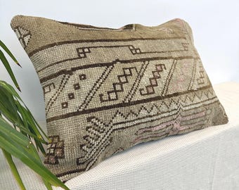 Decorative Handwoven Kilim Pillow, 16x24" Turkish Kilim Pillow, Vintage Kilim Pillow, Kilim Pillow, Home Decor, Pillow Cover, Cushion Cover