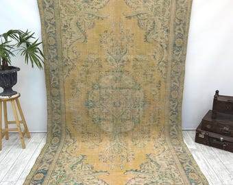Übergroßer Teppich, Türkischer Teppich, Teppich für den Wohnbereich, Großer Teppich, Vintage-Teppich, Oushak-Teppich, Wohnzimmerteppich, Schlafzimmerteppich, Wollteppich, 186 x 310 cm