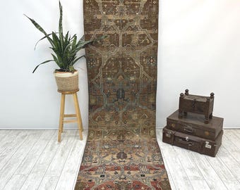Handcrafted Turkish Runner Rug - Handmade Runner Rug - Puffy Turkish Runner Rug for Hallway - 3 x 10.7 feet Rug - Long Hallway Rug