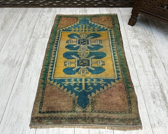 Door Mat Vintage, Door Mat Turkish, Door Mat , 2x3 Turkish Rug,2x3 Vintage Rug,Mini Rug,Door Mat Rug,Small Rug, Handmade Rug, 1.6x2.7FT
