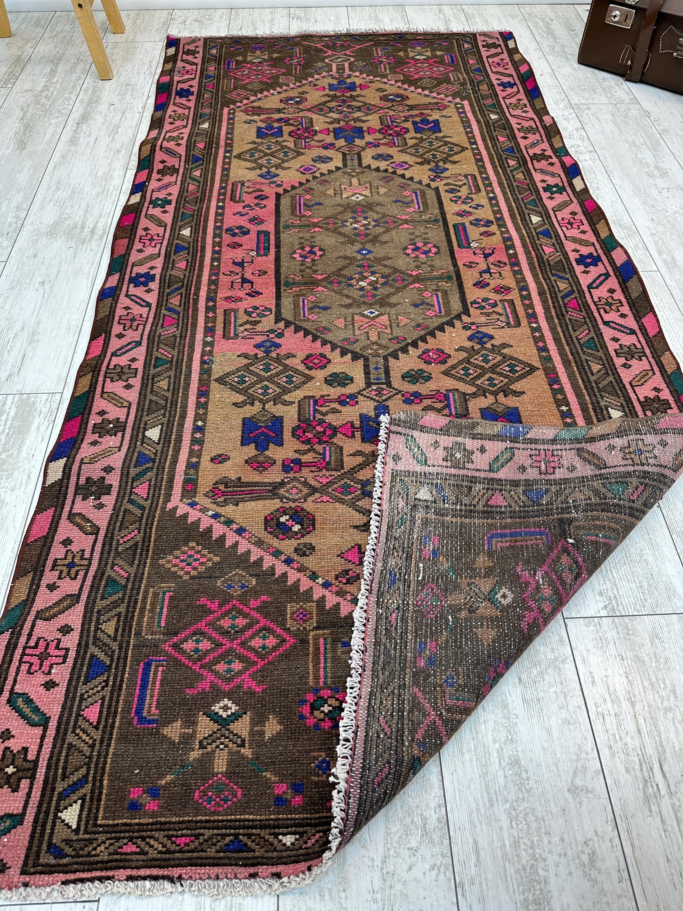 Blush Pink Turkish Area Rug | Antique Handwoven Carpet | Vintage