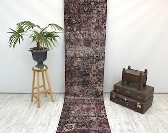 Zuidwestelijk loper tapijt, geometrisch tapijt, vintage tapijt, handgemaakt Oushak-tapijt, decoratief tapijt, keukentapijt, uniek tapijt, rustiek tapijt, Turks tapijt
