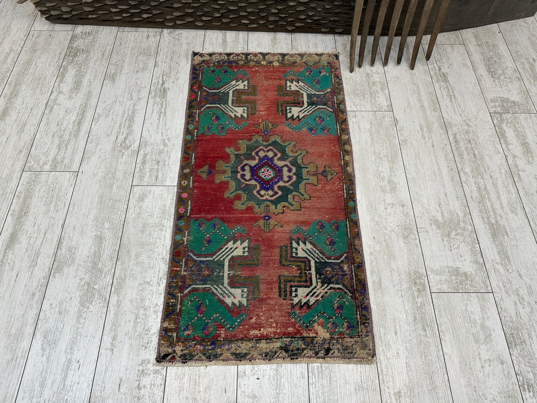 Turkish Rug Small Turkish Mini Rug, Small Vintage Rug, Small Oushak Rug, Faded Rug ...