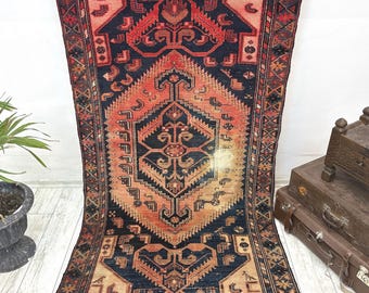 Turkish Rug, 3.7x6.3ft, Vintage Rug, Bohemian Rug, Oushak Rug, Area Rug, Handmade Rug, Home Decor, Wool Rug, Boho Rug, Oriental Rug
