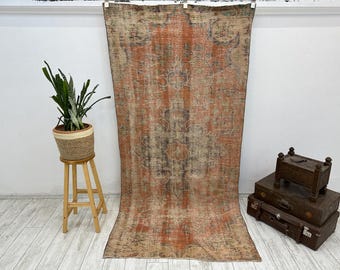 Turkish Rug, Vintage Rug, Accent Rug, Anatolian Rug, Antique Rug, Rugs For Kitchen, 3.9x8.3 ft Beige Rug, Home Decor Rugs, Gift For Her,