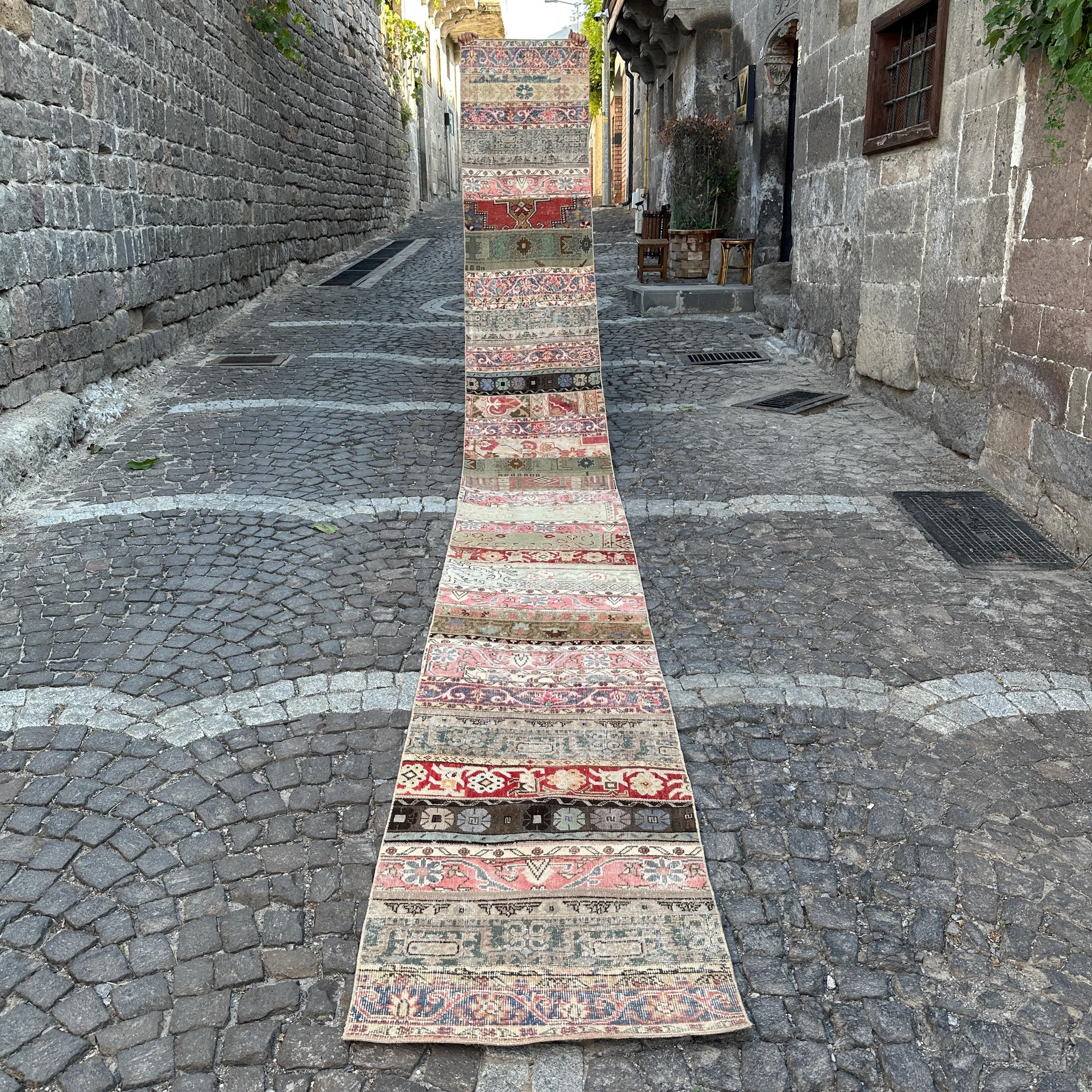 エクストラロング ヴィンテージ ランナーラグ 2.4x19.9フィート 非常に