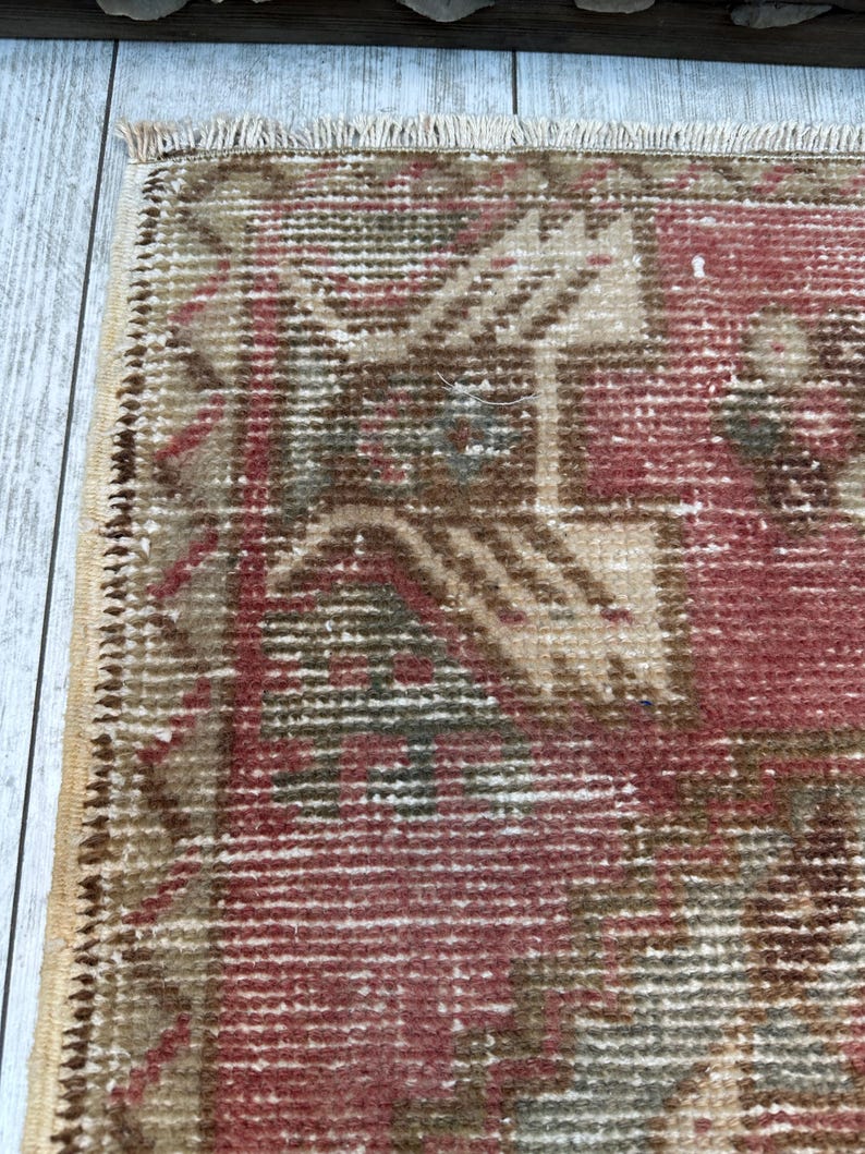 Alfombra turca pequeña, alfombra de baño vintage, alfombra turca, felpudo turco, minialfombra, alfombra de exterior, alfombra vintage pequeña de 4,3 x 8,3 cm, alfombra bohemia imagen 8