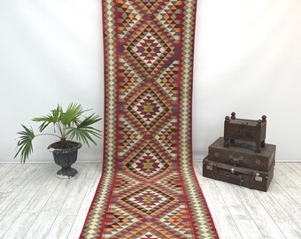 Alfombra turca de 1,0 x 3,4 m, azul, bohemia, vintage, de cocina, suave, Oushak, para pasillo