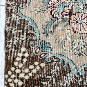 Oversized vintage Turks tapijt – handgeweven wollen tapijt, groot boho-tapijt voor woonkamer, slaapkamer of eetkamer, 7,1 x 9,9 ft afbeelding 3