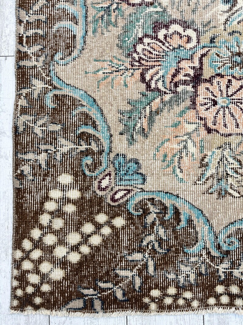 Oversized vintage Turks tapijt – handgeweven wollen tapijt, groot boho-tapijt voor woonkamer, slaapkamer of eetkamer, 7,1 x 9,9 ft afbeelding 3