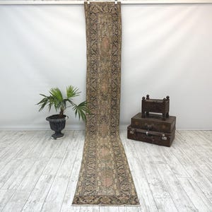 Hallway rug, Turkish runner Rug, Turkish handmade rug, Vintage runner rug, Handmade rug, Faded rug, Bohemian rug, Kitchen rug, 1.9 x 12.1 Ft