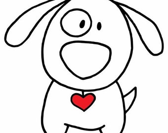 chien et coeur doodle Broderie PES fichier 10x10