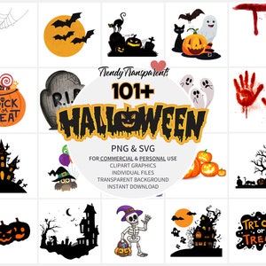Halloween Clipart Bundle - SVG & PNG Graphics for Instant Download, Commercial Use - Spooky Season Digital Art Collection