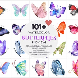 Aquarell Schmetterling Clipart Bundle - digitale SVG & PNG Grafiken zum sofortigen Download | Kommerzielle Nutzung | Schmetterling Illustrationen