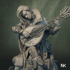 Lisa the Bard 8K D&D/Pathfinder 75mm 100mm miniature | Model Kit | Elf Bard | by Nerikson