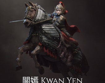 關嫣 Kwan Yen the Warrior of the Tiger 8K D&D/Pathfinder 32mm 75mm 100mm miniature | Model Kit | Female Horse Warrior | by Nerikson