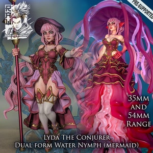 Lyda the Conjurer Nymph Shapeshifter Female D&D/Pathfinder 35mm 54mm miniature | Model Kit  | Mermaid Envoys | by Ronin Arts Workshop