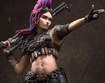 Ramona the Wasteland Warrior 8K D&D/Pathfinder 75 mm, 140 mm miniatuur | Modelbouwpakket | Vrouwelijke overlevende | door Nerikson