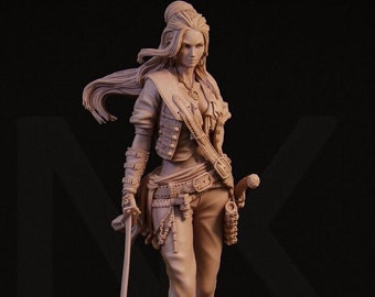 Mariana the Pirate 8K D&D/Pathfinder 32mm 75mm 100mm miniature | TTRPG Model | Female Pirate | by Nerikson