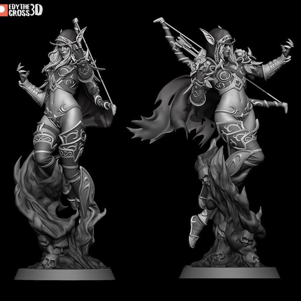 Sylvanas Windrunner 8K D&D/Pathfinder 32mm 75mm 100mm miniature | Figurine | Undead Elf Queen | by NOM NOM Miniatures