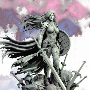 Paladín femenino NSFW 8K D&D/Pathfinder miniatura de 32 mm, 75 mm y 100 mm / Modelo TTRPG / Dark Charm II The Trio / por Level 50 Miniatures