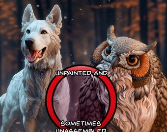 Scratch and Owlbear Cub Camp Pets Baldur&#39;s Gate 3 8K D&D/Pathfinder 32mm 75mm 1/12th miniature | Model Kit | by Bulkamancer Sculpts