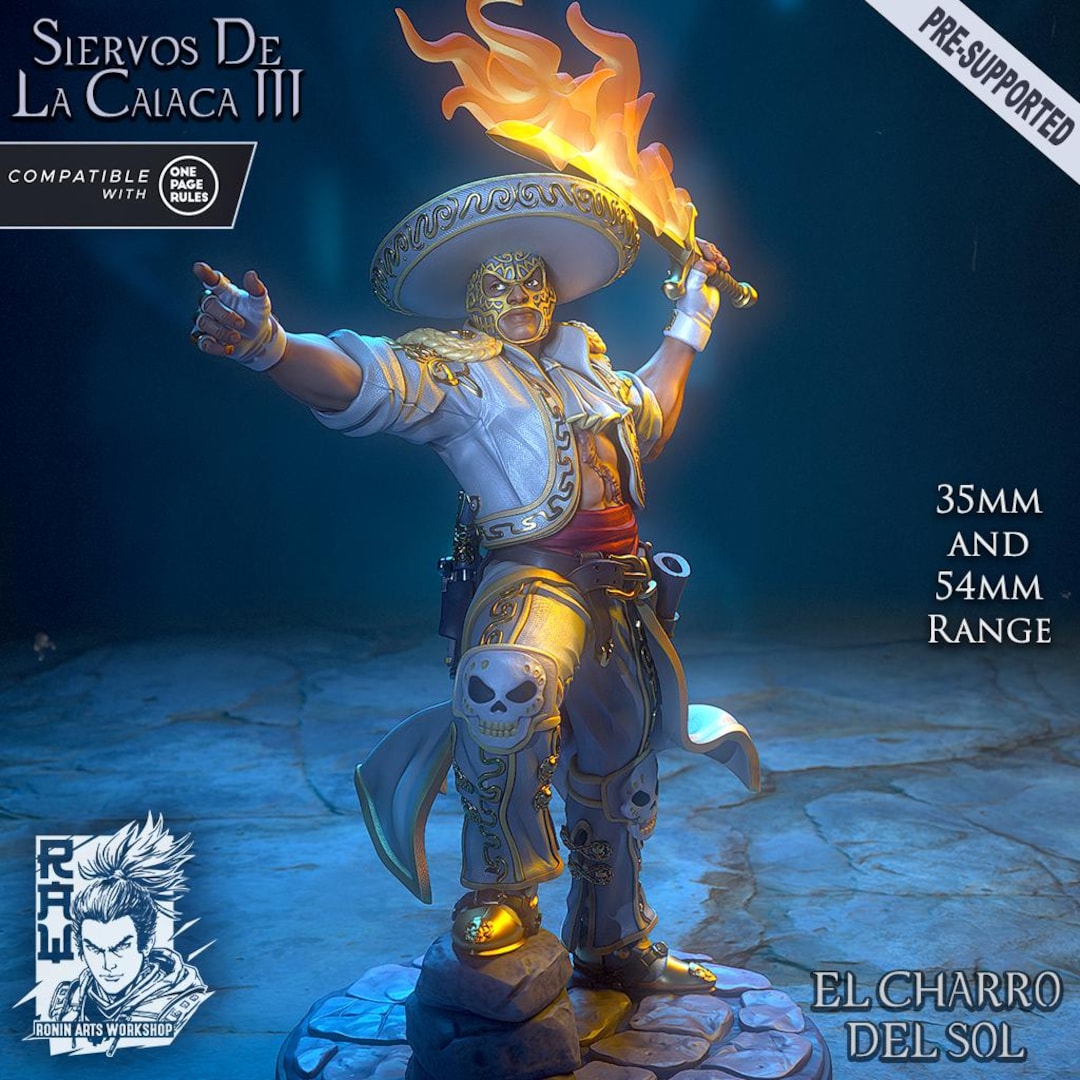 El Charro Del Sol Luchador Pyromancer D&d/pathfinder 35mm 54mm ...