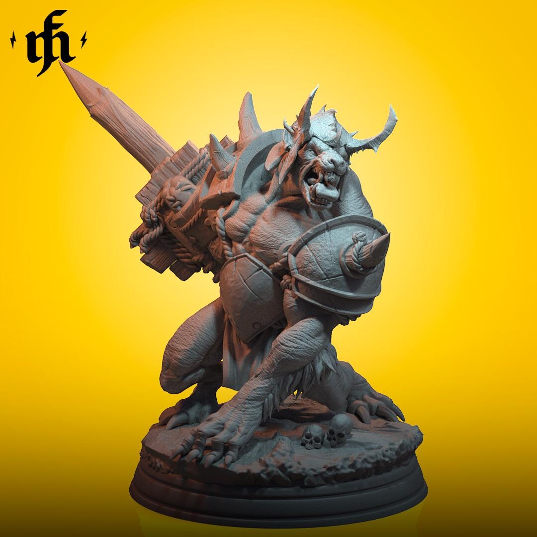 Pathfinder Ravager Grimjaw Ravager Gnoll Male 8K D&d/pathfinder 32mm 75mm Miniature ...