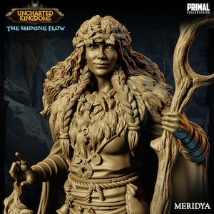 Meridya Druid Female 8K D&D/Pathfinder 32mm 75mm miniature | TTRPG Model | Uncharted Kingdoms | by PRIMAL Collectibles
