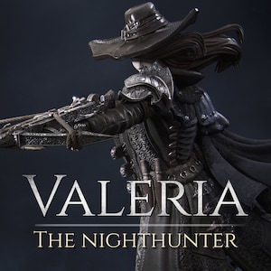 Valeria The NightHunter 8K D&D/Pathfinder 32mm 75mm 100mm miniature | Model Kit | Female Hunter | by Nerikson