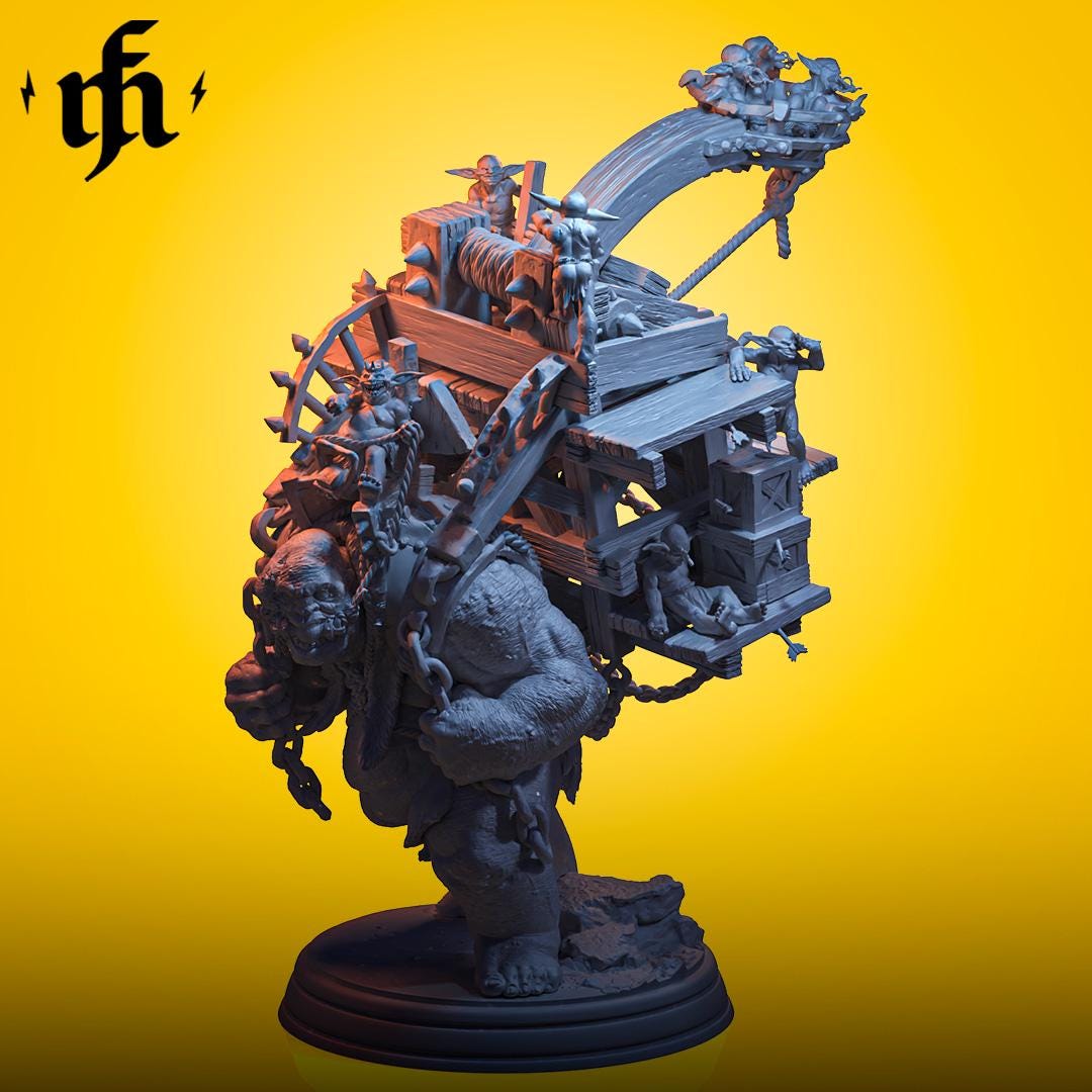 Battlebrute Mammoth Goblin Siege Weapon 8K D&D/Pathfinder 32mm miniature | TTRPG Model | by Midas Forge