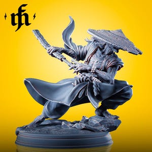 Katsuro The Blood Sword Oni Female Samurai 8K D&D/Pathfinder 32mm 75mm miniature | TTRPG Model | by Midas Forge
