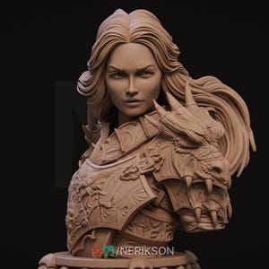 Alheera the Dragon Knight BUST VERSION Female Conqueror 8K D&D/Pathfinder 32mm 75mm 100mm miniature | Model Kit | by Nerikson