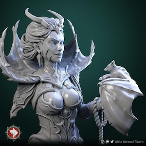 Mistress of Blood BUST D&D/Pathfinder 120mm 180mm miniature | RPG Model | Castle of Blood | by White Werewolf Tavern