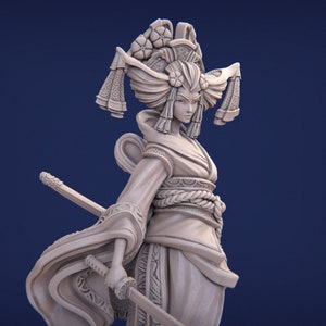 Oyumi Samurai Girl 8K D&D/Pathfinder 32mm 75mm 100mm miniature | RPG Model | by Nerikson