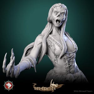 Zombie Barbarian Female Set of 6 D&D/Pathfinder 32mm 75mm miniature | RPG Model | Desiccation | by White Werewolf Tavern