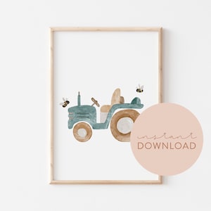 Kinderposter Traktor Download Poster zum ausdrucken Sofortdownload digitale Datei Bild Kinderzimmer Babyzimmer Bauernhof Fahrzeuge Kinder