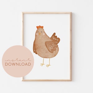 Kinderposter Bauernhof Huhn Download Poster zum ausdrucken Sofortdownload digitale Datei Bild Kinderzimmer Babyzimmer Poster