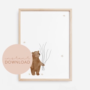 Kinderposter Gäste Bär Fingerabdrücke Poster zum Ausdrucken Sofortdownload digitale Datei Bild Kinderzimmer Babyzimmer Poster Tierposter