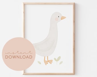 Kinderposter Gans Download Poster zum Ausdrucken Sofortdownload digitale Datei Bild Kinderzimmer Babyzimmer Poster