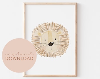 Kinderposter Löwe Download Poster zum ausdrucken Sofortdownload digitale Datei Bild Kinderzimmer Wanddeko Babyzimmer Poster Safari Dschungel