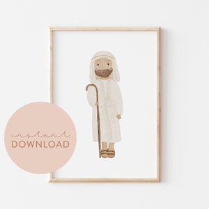 Kinderposter Weihnachtsgeschichte Hirte Download Poster zum ausdrucken Kinderzimmer Babyzimmer Kinderposter Deko Weihnachten Krippenfigur