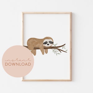 Kinderposter Faultier Download Poster zum ausdrucken Sofortdownload Datei digital Bild Kinderzimmer Babyzimmer Poster Dschungel Safaritiere