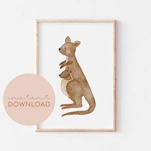 Kinderposter Australien Känguru Download Poster zum ausdrucken Sofortdownload digitale Datei Bild Kinderzimmer Babyzimmer Poster Tierposter