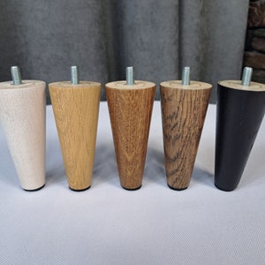 Furniture Legs 4x Mid Century Style Tapered oak wood  Multiple Sizes and Colors Available, Easy to install