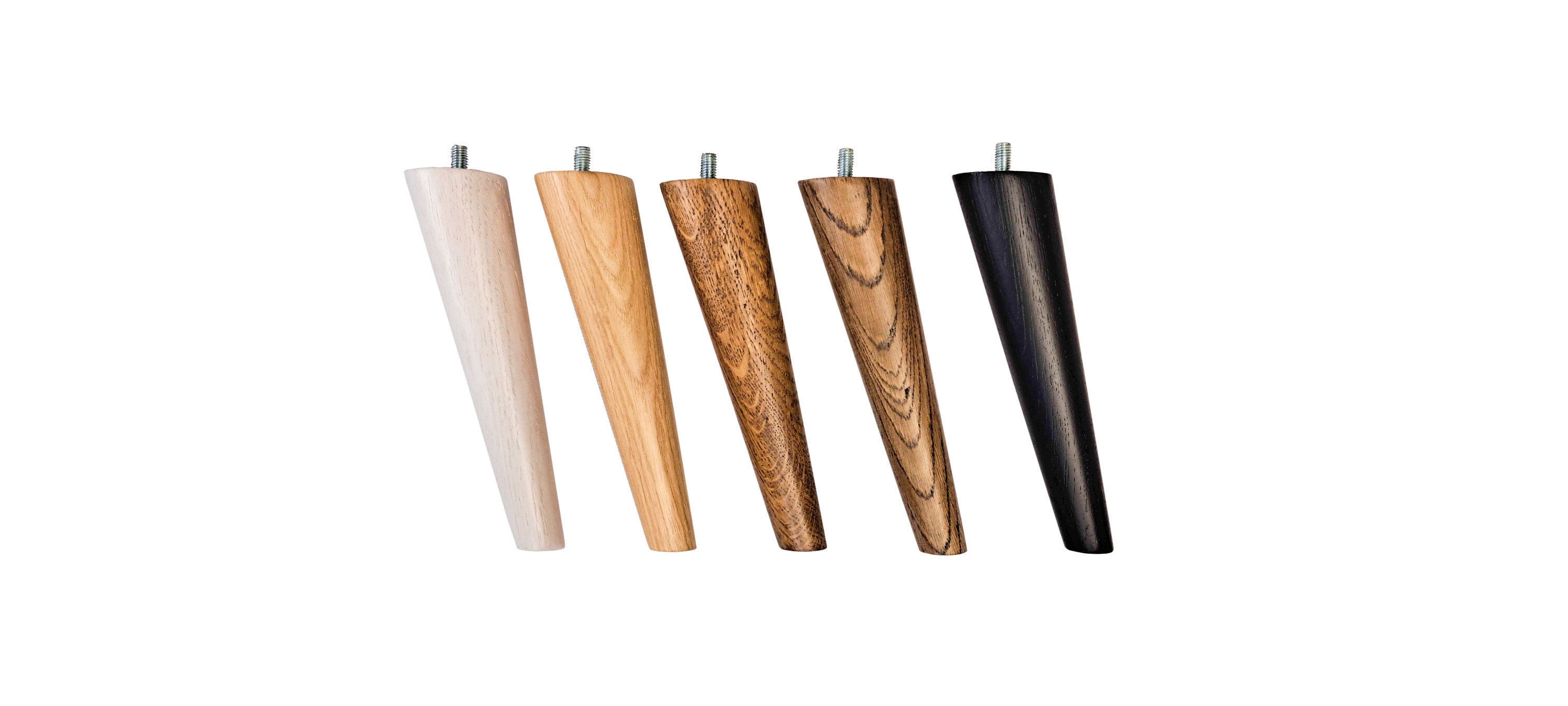 Furniture legs 4x Mid Century Style Tapered oblique oak wood , Multiple Sizes and Colors Available, Easy to install